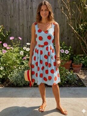 COMPAÑIA FANTASTICA Tomato Collection Lined Sundress, Designed in Spain